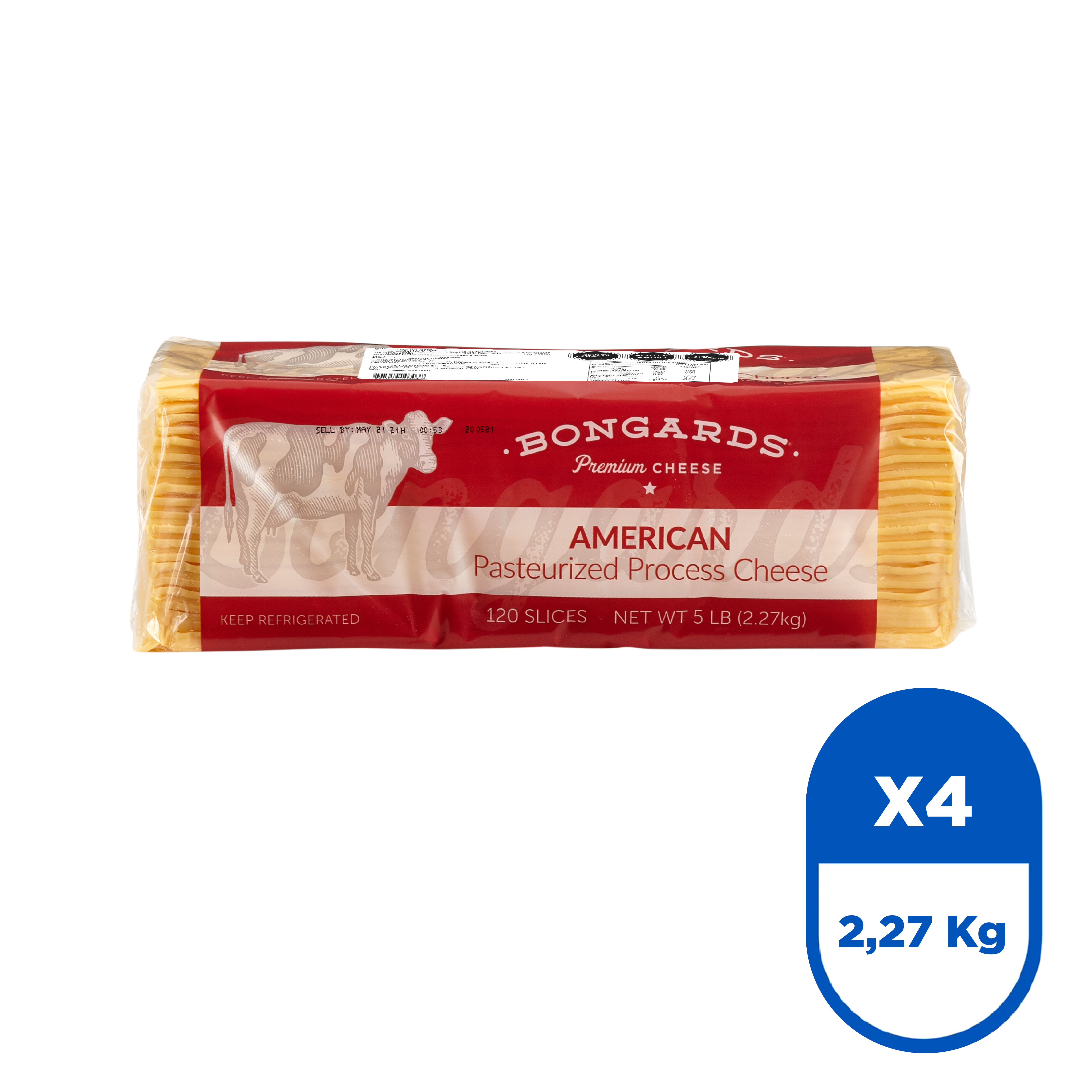 Queso Americano Cheddar 2,27 Kg - 120 slices (Caja 4 Un.)