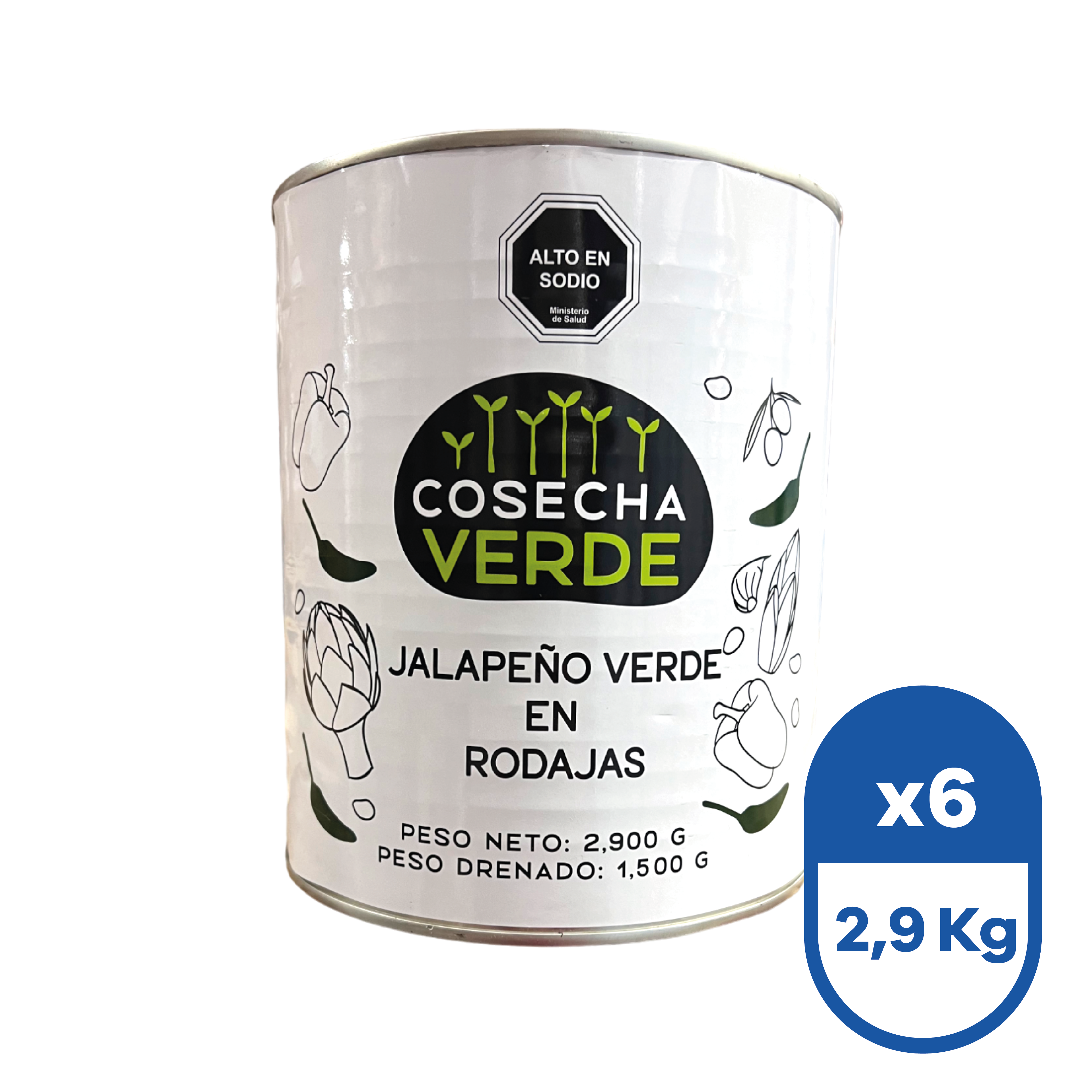 Jalapeños Rodajas Galon 2,9 Kg (Caja 6 Un.)