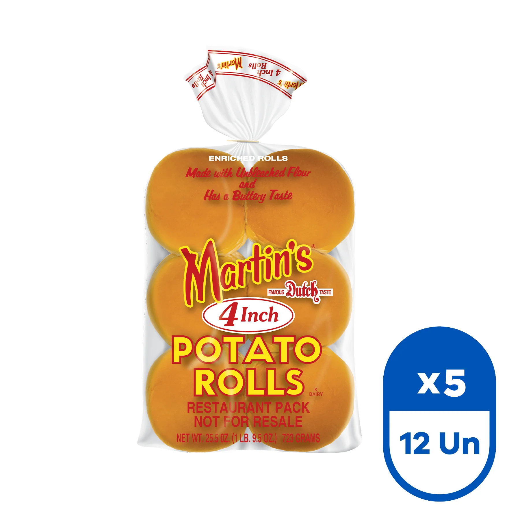 Pan de Papa Hamburguesa 723 g (Caja 5 Un)