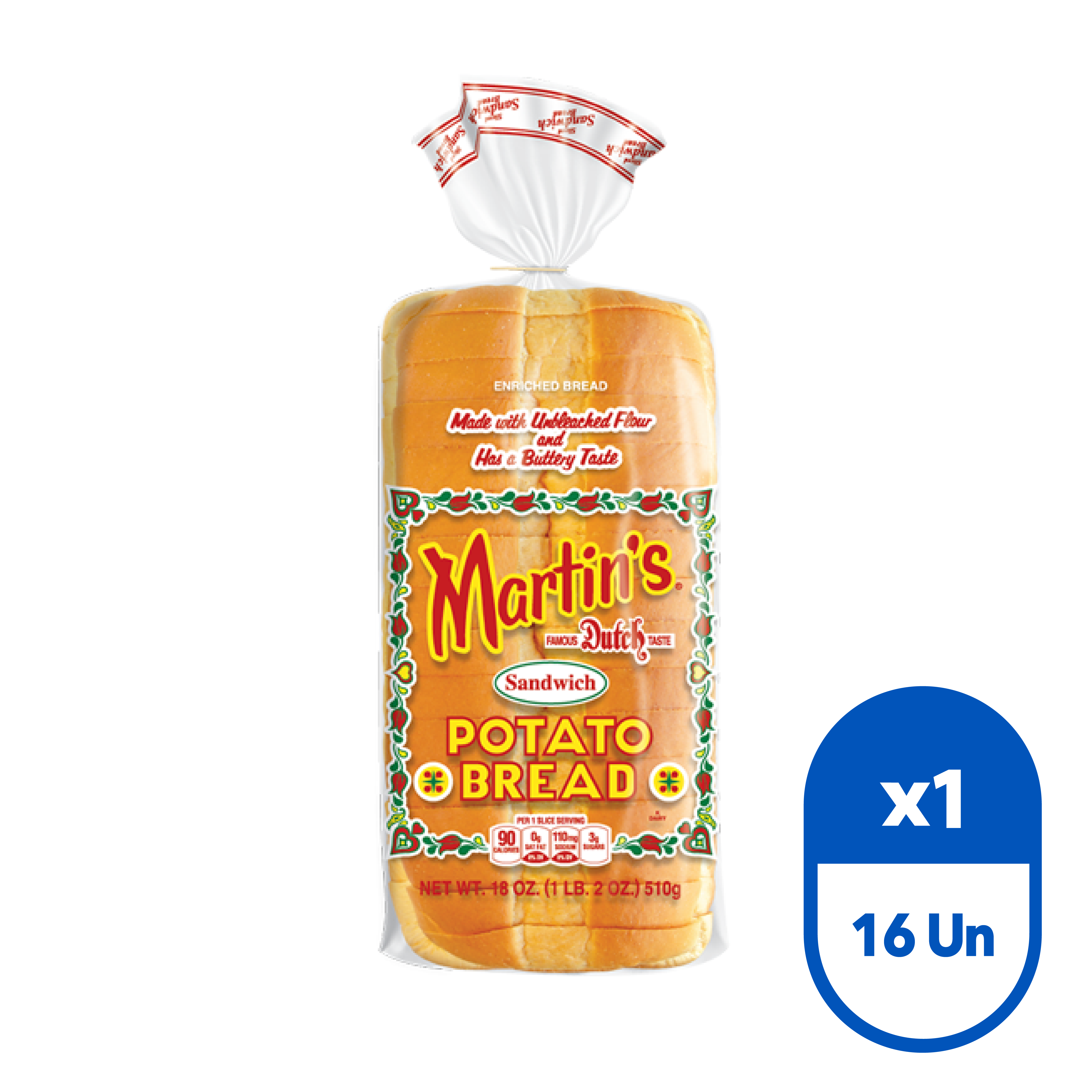 Pan de Papa Molde Martin's de 16 Unidades