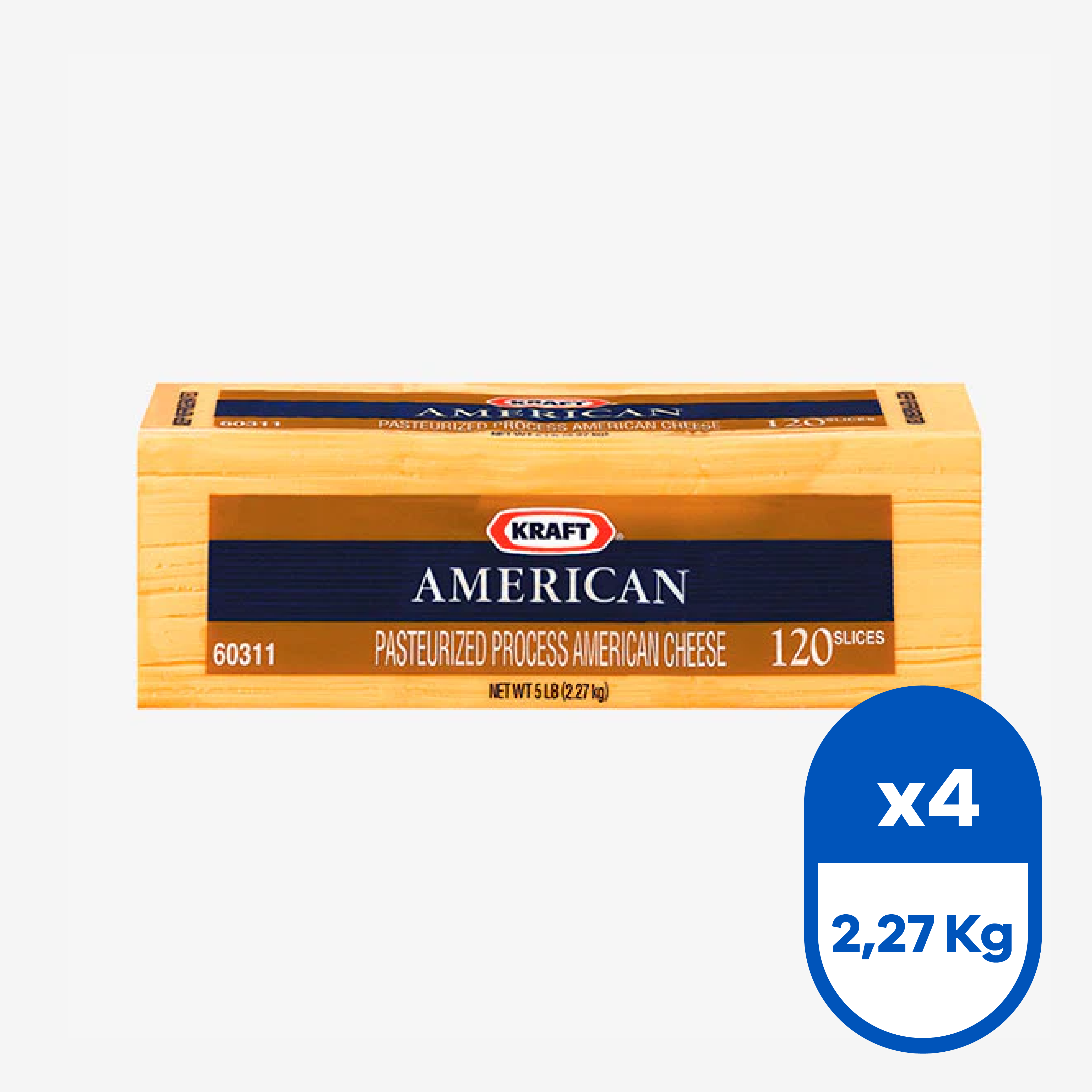 Queso Americano Cheddar 2,27 Kg - 120 Láminas (Caja 4 Un.)