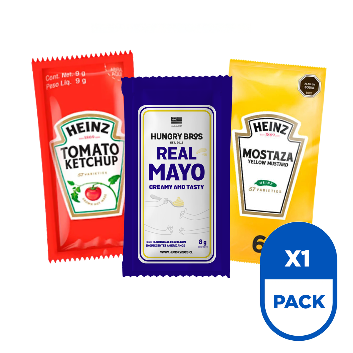 Pack Sachet: Real Mayo - Ketchup - Mostaza